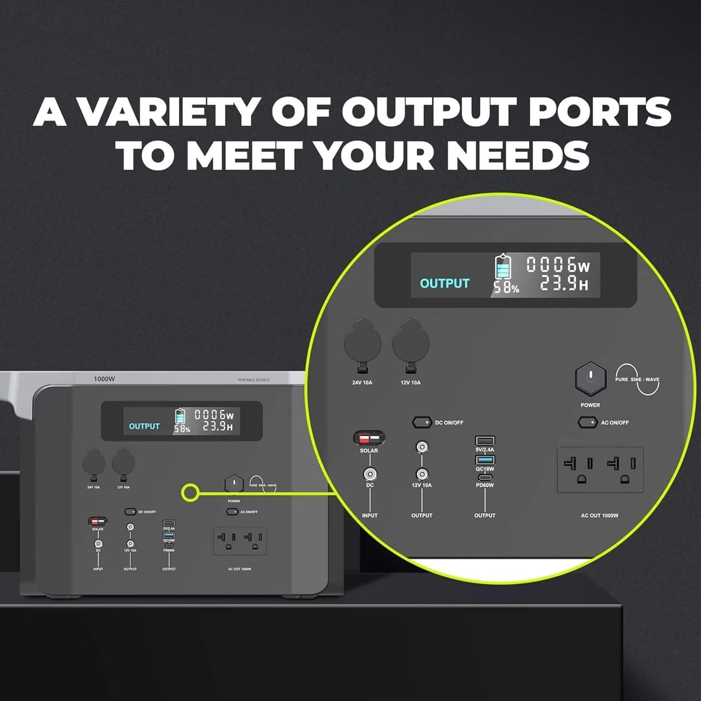 Portable 1000W Power Station, For Power Outages, Emergencies, Remote Areas, Camping, Road trips & Outdoors (Solar Panels Included)