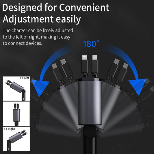 4 in 1 Retractable Fast Car Charger Compatible With All Phones, Tablets and Other USB Powered Devices