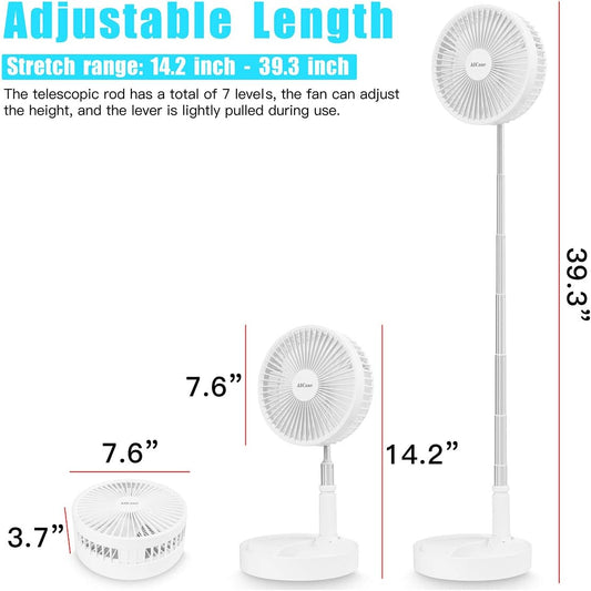 Portable Foldable Telescopic Rechargable Floor & Table Electric Cooling Fan