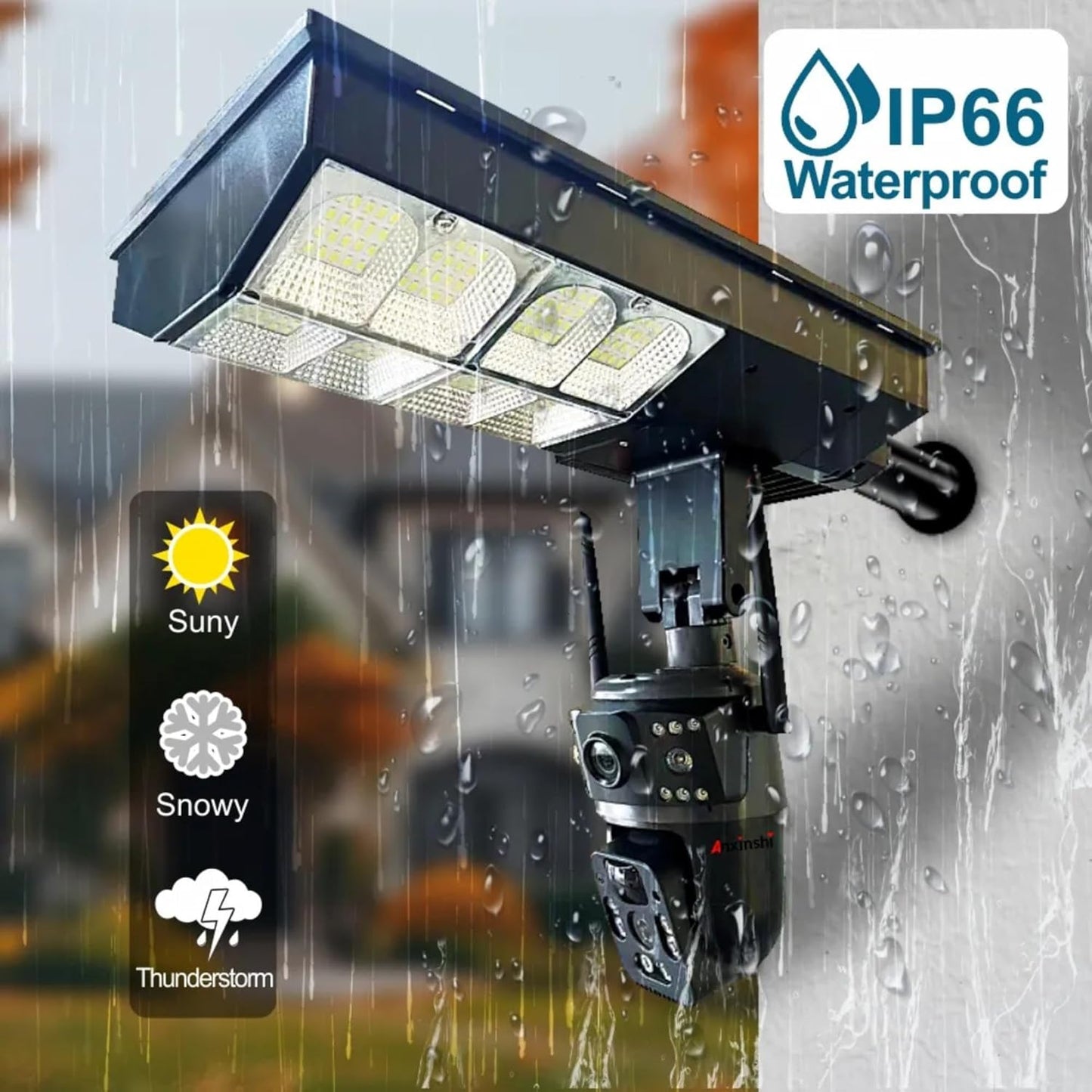 4G 2-in-1 Solar Street Light Camera Outdoor, 12MP Dual Lens PTZ Wireless Security Cam, Two-Way Audio, Motion Detection, Night Vision, IP66 Waterproof, Home Surveillance System