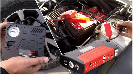 Car Jump Starter Battery Pack With Air Compressor, Jumper Starter With Tire Air Compressor Portable With 2 USB/DC 12V/LED Light Car Jumpstarter