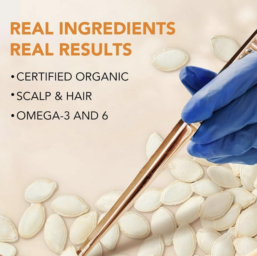 ALIVER Organic Pumpkin Seed Oil for Hair Growth, 100% Pure Natural, for Men and Women, 60ml