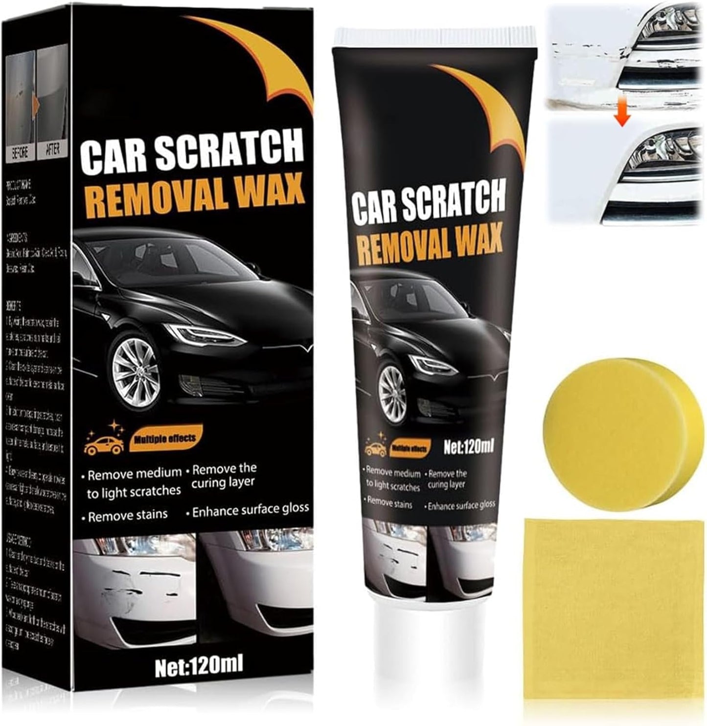 Premium Scratch Remover Kit with Wipe & Sponge for Vehicles for Deep Scratches