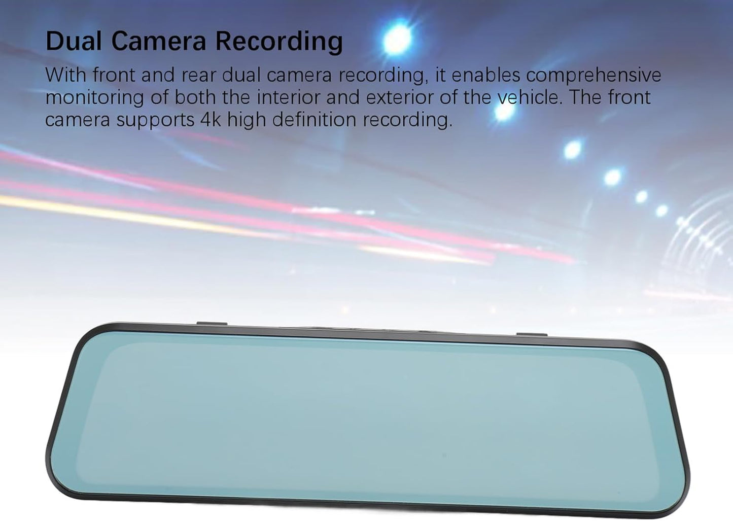 Mirror Dash Cam 10 inch, 4K Front and Rear View Mirror Camera, Backup Camera, Motion Detection, Loop Recording, Night Vision, Real Time Reverse Image, 128GB Supported