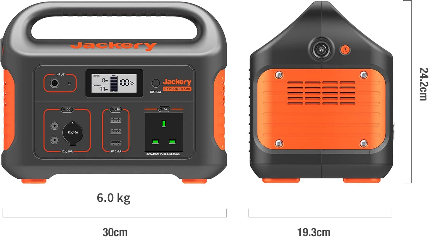 Jackery Portable Power Station Explorer 500W for Emergency, Camping, Road Trips & Outdoor Adventure (Solar Panel Optional)