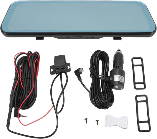 Mirror Dash Cam 10 inch, 4K Front and Rear View Mirror Camera, Backup Camera, Motion Detection, Loop Recording, Night Vision, Real Time Reverse Image, 128GB Supported