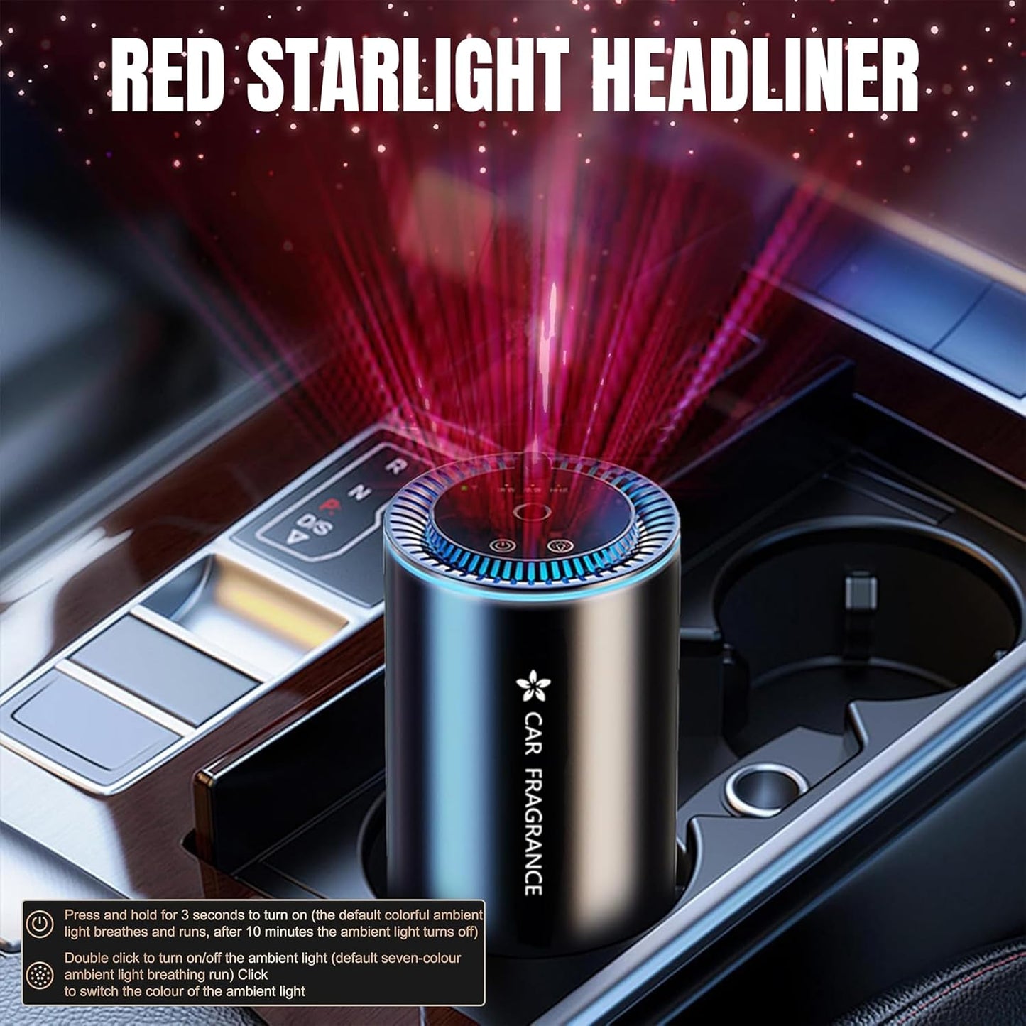 Smart Car Diffuser, Fragrance & Air Purifier with Ambient & Star Lighting