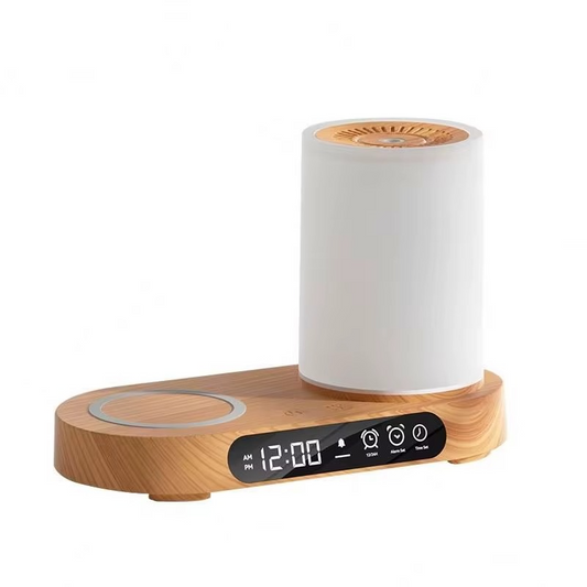 Multi-Functional Station, Wireless Charger, Humidifier, Clock & Mood Light