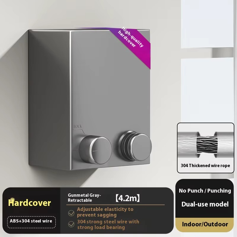 Retractable Clothesline 5 Meters For Hanging Wet Clothes on Balcony, Bathroom, Indoors