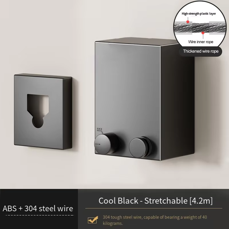 Retractable Clothesline 5 Meters For Hanging Wet Clothes on Balcony, Bathroom, Indoors