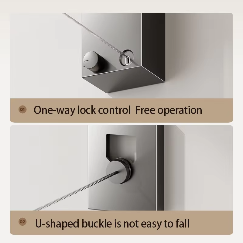 Retractable Clothesline 5 Meters For Hanging Wet Clothes on Balcony, Bathroom, Indoors