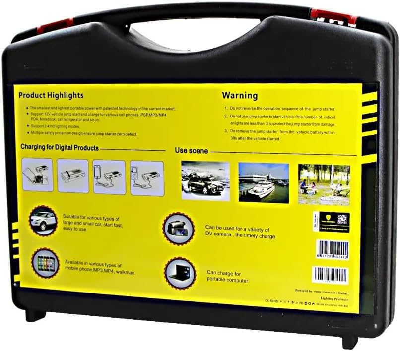 Car Jump Starter Battery Pack With Air Compressor, Jumper Starter With Tire Air Compressor Portable With 2 USB/DC 12V/LED Light Car Jumpstarter