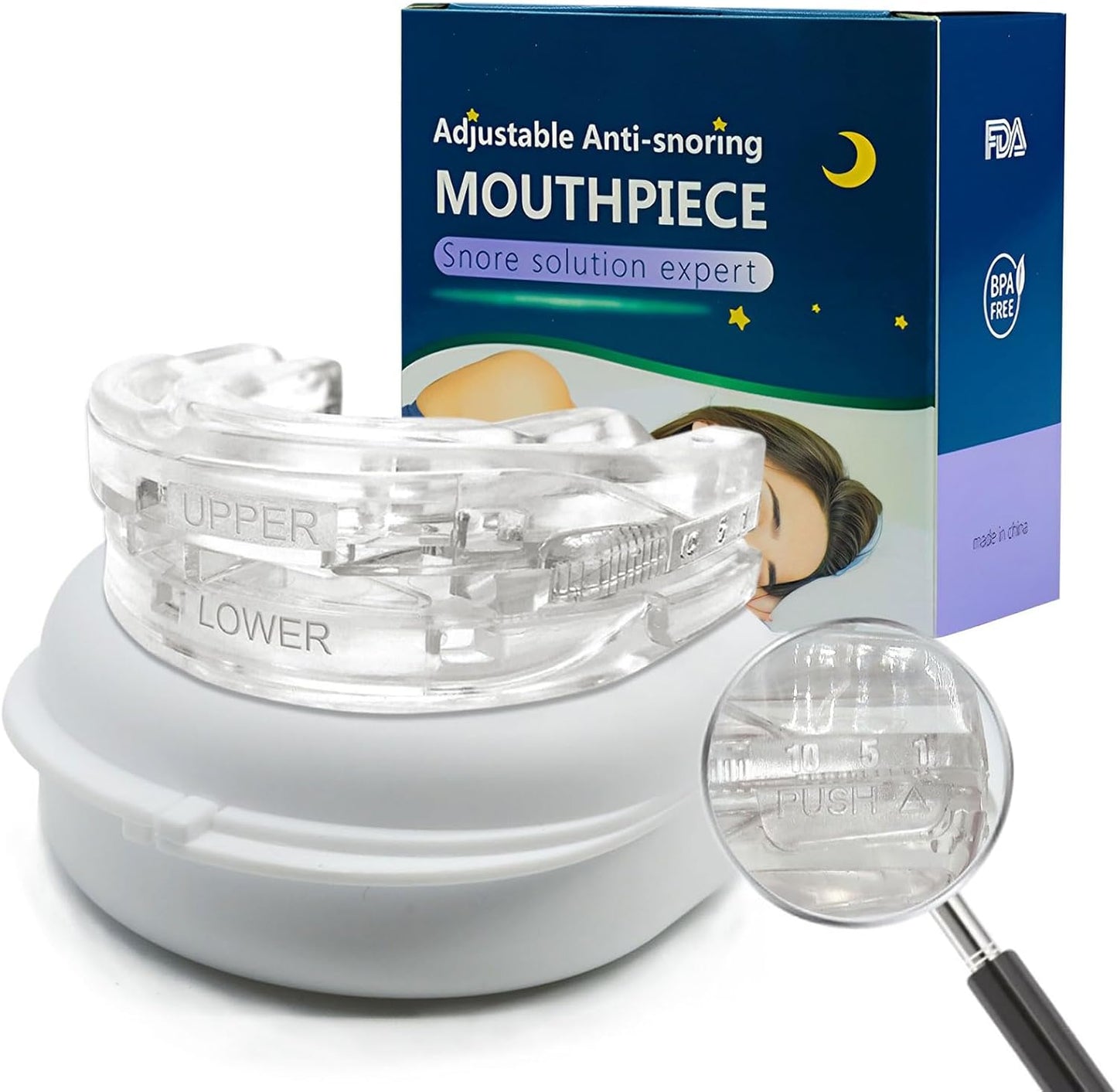 Anti Snoring Device Mouthpiece, Reusable Adjustable Silicone Anti-snoring Device