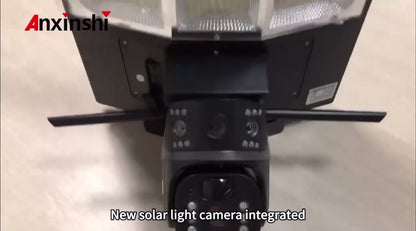 4G 2-in-1 Solar Street Light Camera Outdoor, 12MP Dual Lens PTZ Wireless Security Cam, Two-Way Audio, Motion Detection, Night Vision, IP66 Waterproof, Home Surveillance System
