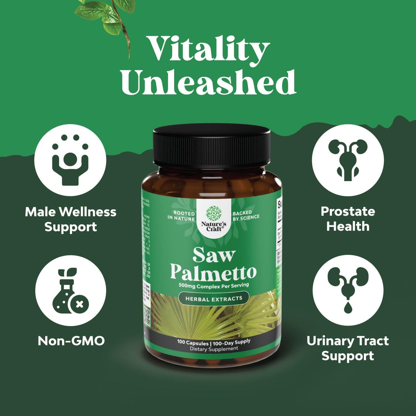 Pure Saw Palmetto Extract Capsules - Enhanced Hair Growth Supplement with Saw Palmetto for Women and Men