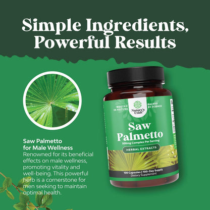 Pure Saw Palmetto Extract Capsules - Enhanced Hair Growth Supplement with Saw Palmetto for Women and Men